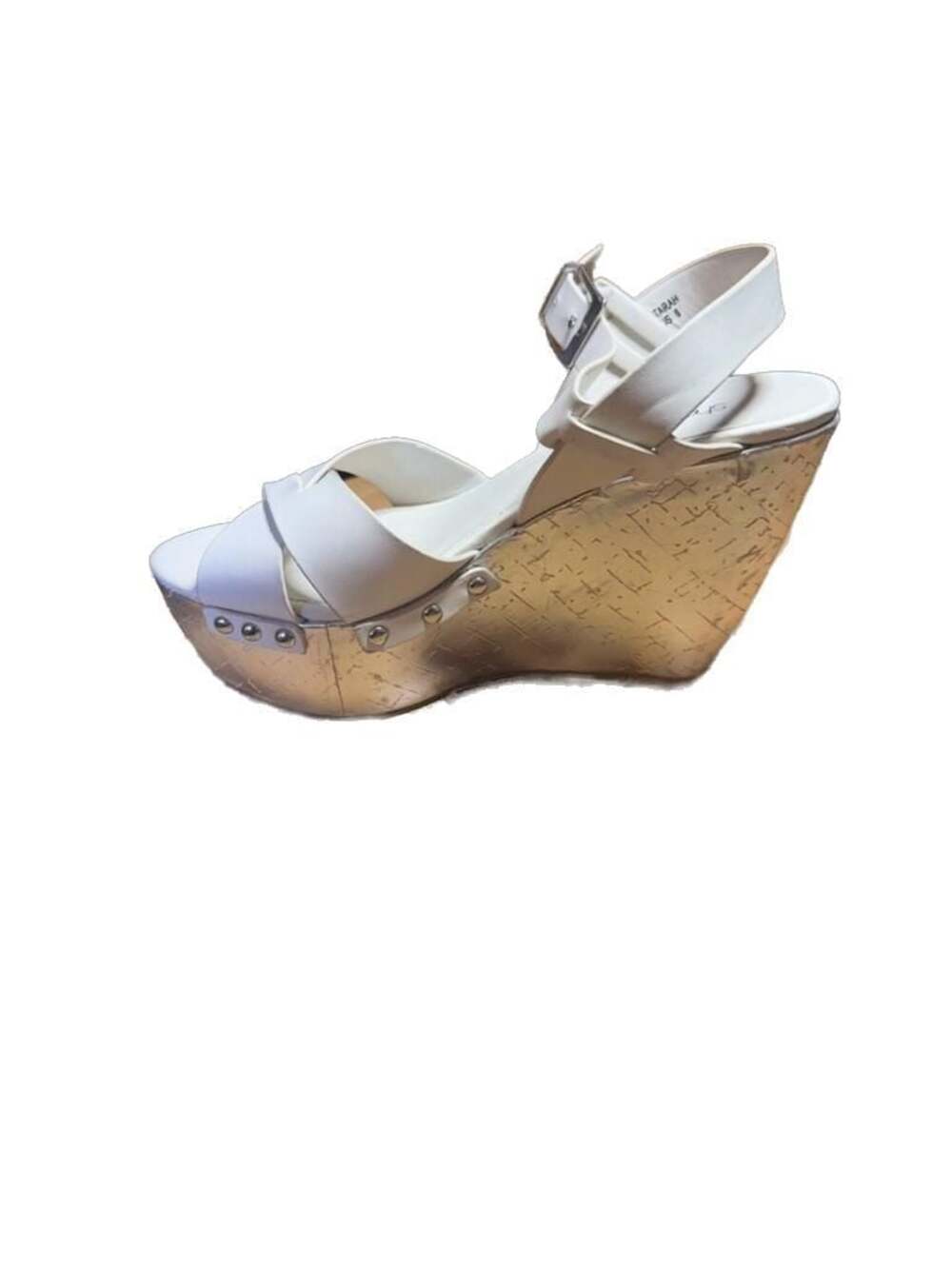 Shoezle Tarah White Platform Wedge Sandals Size 5